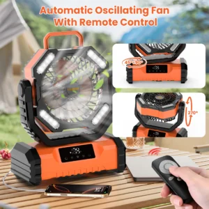 2025 New 20000mAh Portable LED Camping Fan with Touch Control
